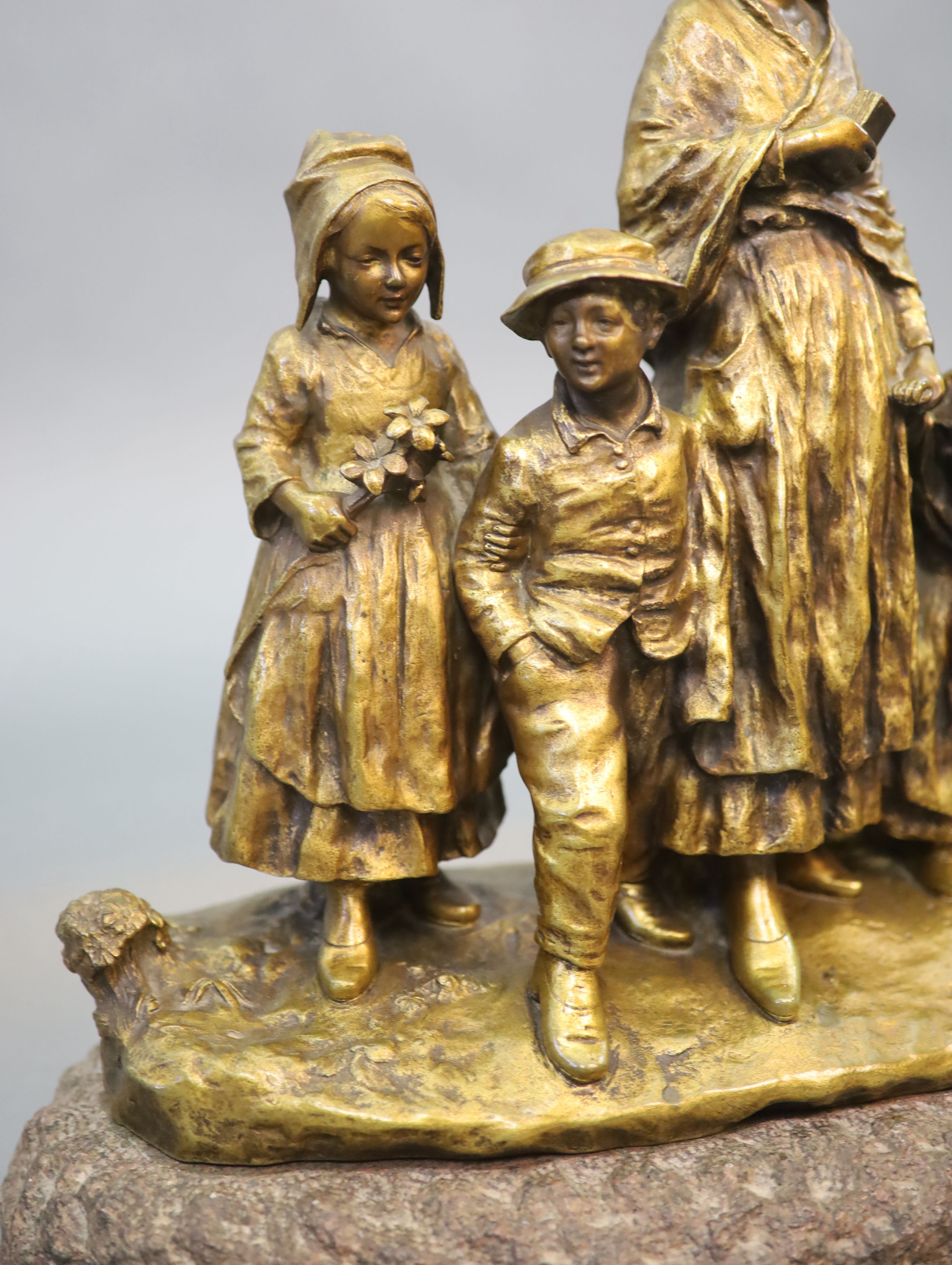 Joseph D'Aste (1881-1945) a large bronze figural group, 45 cm high, 55cm wide.